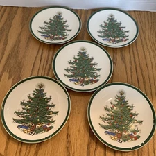 RARE Plummer LTD New York Cuthbertson Christmas Tree FIVE Saucers Only 5”