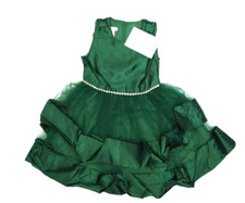 Bonnie Jean Tiered Satin Holiday Dress Sleeveless Bows Green Youth Girls 10