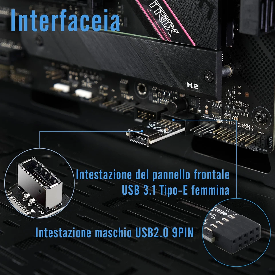 EZDIY FAB Adattatore da USB 2.0 con Internal Header(9 pin) a USB 3.1/3.2 Type C - Immagine 4 di 4
