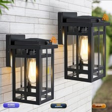 MYHXQ 2 Packs Dusk to Dawn Outdoor Wall Light 9.76'' Black Lantern Tempered