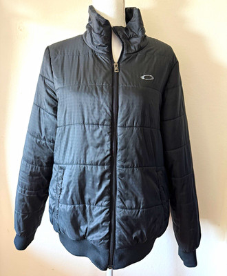 Oakley Men's Black Quilted Puffer Jacket Full Zip Stand-Up Collar large