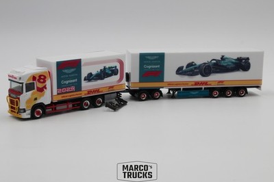 Herpa Scania S Schwedenzug ''Formula 1 DHL Aston Martin'' Eigenbau 1:87 /H27056