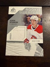 2018-19 Jesperi Kotkaniemi UD SP Game Used rookie sweaters hockey card #RS-JK. rookie card picture