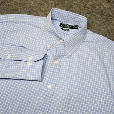 Lauren Ralph Lauren Mens Classic Fit Dress Shirt Blue Check 16.5 34/35 Button