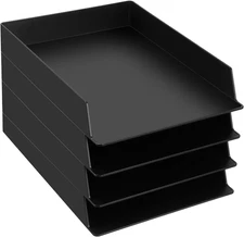 4 Pcs Stackable Paper Trays Rectangular Plastic Desk Holder Desktop Document Fil