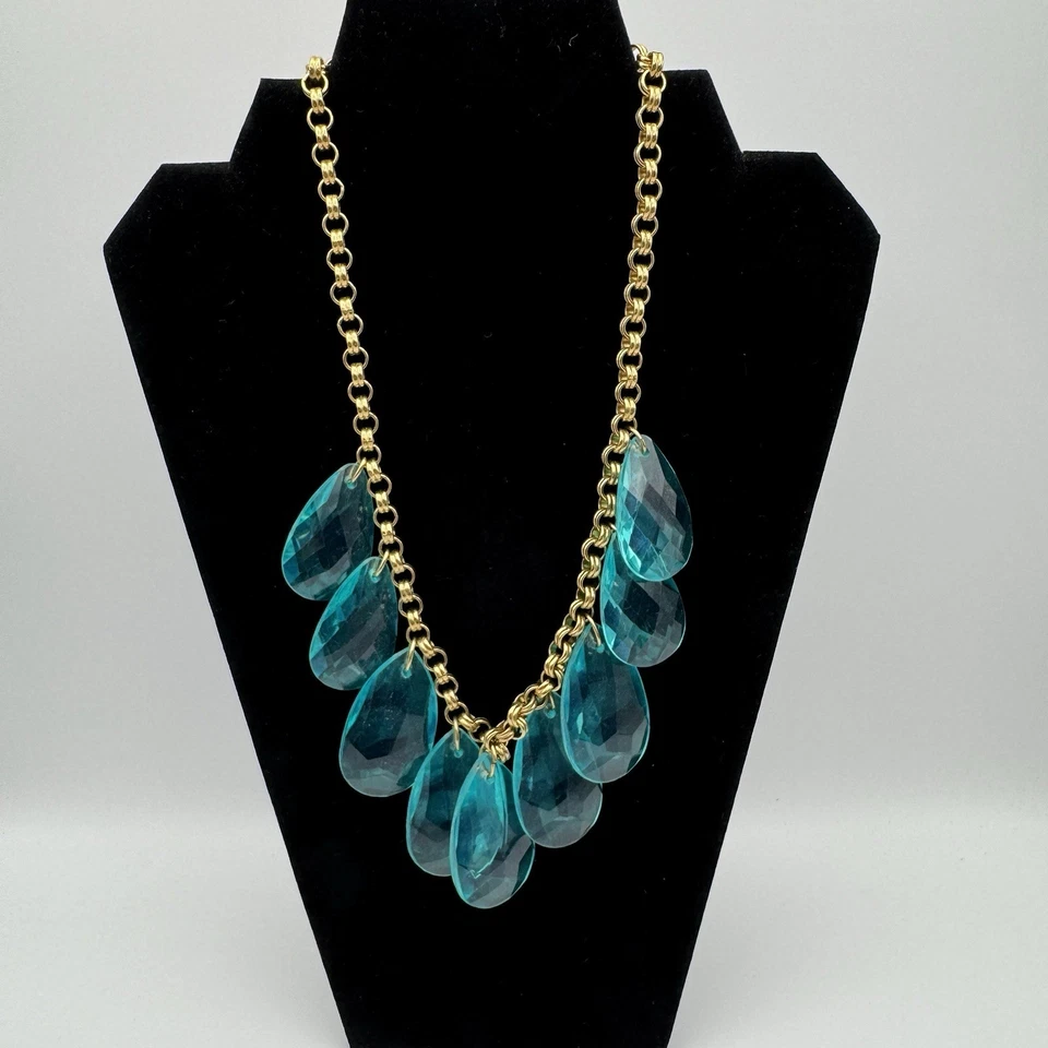 "Collar babero Kate Spade New York Statement azul verdoso facetado lágrima 18""" Foto 4 de 4