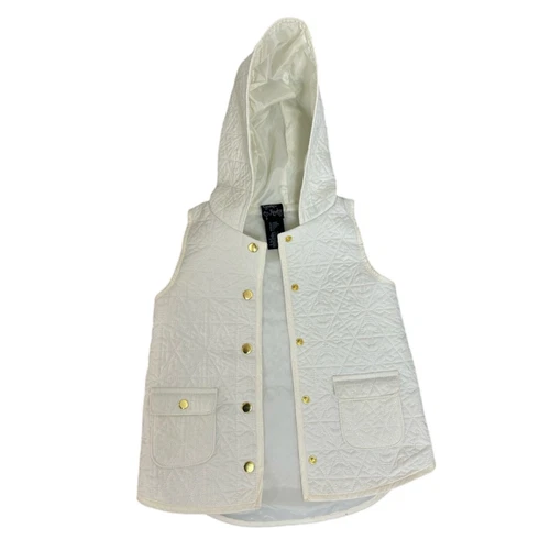 OFF WHITE Gilet trapuntato bianco sporco bambina invernale 5 6 cappuccio Cynthia Rowley