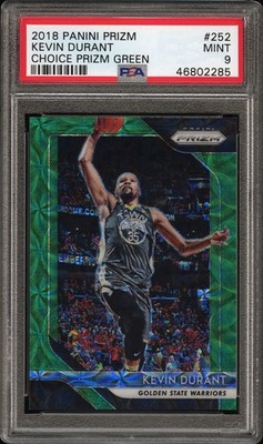 2018-19 Panini Prizm Basketball Kevin Durant Green Choice Prizm /8 PSA 9 #252