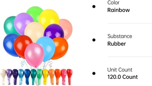 Rubfac 120 Luftballons verschiedene Farben 12 12 Zoll (120er Pack), mehrfarbig - Bild 7 von 7