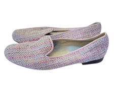 Stubbs & Wootton Women Pink Tweed Needlepoint Loafers Size 9 Driving Moccasins