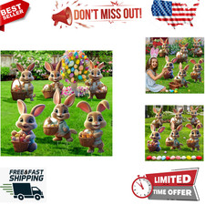 6 PCS Outdoor Easter Bunny Decorations - Bunny Yard Signs with Stakes