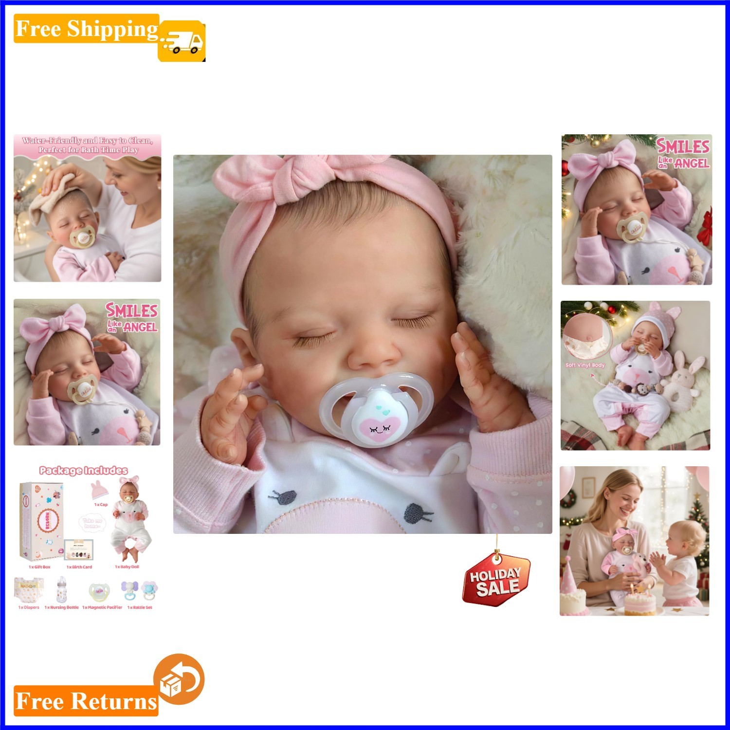 Realistic 20-Inch Newborn Baby Doll with Accessories - Adora
