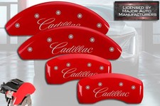 2021-2024 "Cadillac" CT4 Front + Rear Red MGP Brake Disc Caliper Covers 4pc Set