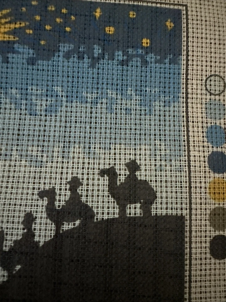 Printed needlepoint Tapestry With Floss Needle  Unitas 3 Kings 4.5x4.5” - Image 2 of 3