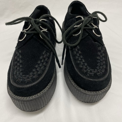 T.U.K Black Velvet Viva Mondo Creeper Chunky Platform Shoes Women's Size 5 - Picture 15 of 16