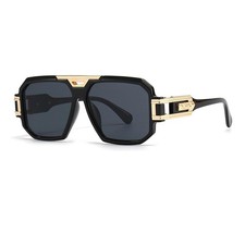 Junsika Retro Oversized Sunglasses for Men Women Fashion Large, A1:black
