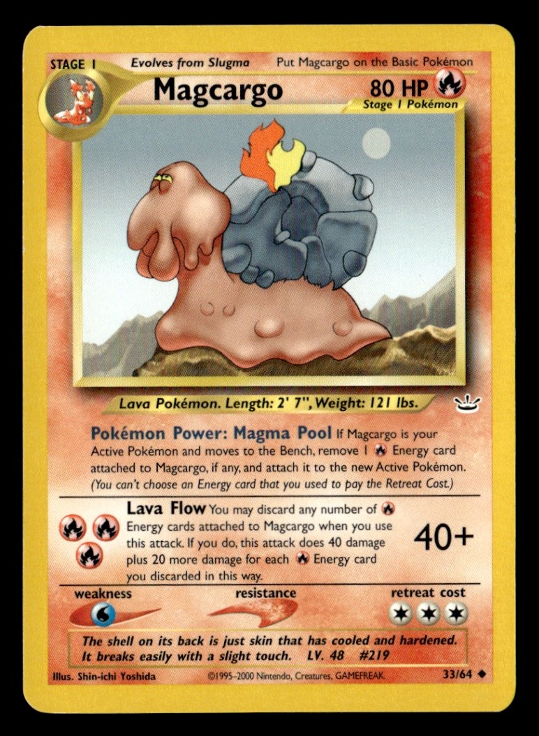 Magcargo Uncommon Unlimited Neo Revelation 33/64 LP Pokémon TCG