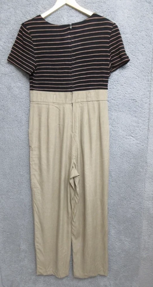 Mono de Colección John Roberts Para Mujer 14 Negro Tostado Rayas Hecho en EE. UU. Pierna Ancha Foto 2 de 4