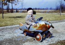 1950s 35mm Red Border Slide Smiling Toddler Boy Pedal Car Airplane 9357