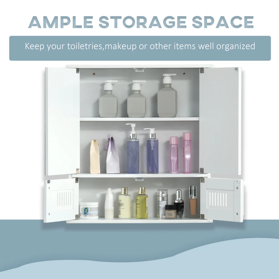 Armário espelho banheiro MDF branco parede portas duplas 55x17,5x60cm armazenamento - Imagem 4 de 4