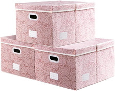 Extra Large Collapsible Storage Boxes with Lids Fabric Decorative Storage Bins C
