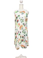 Calvin Klein Floral Shift Dress Sleeveless White Size 8