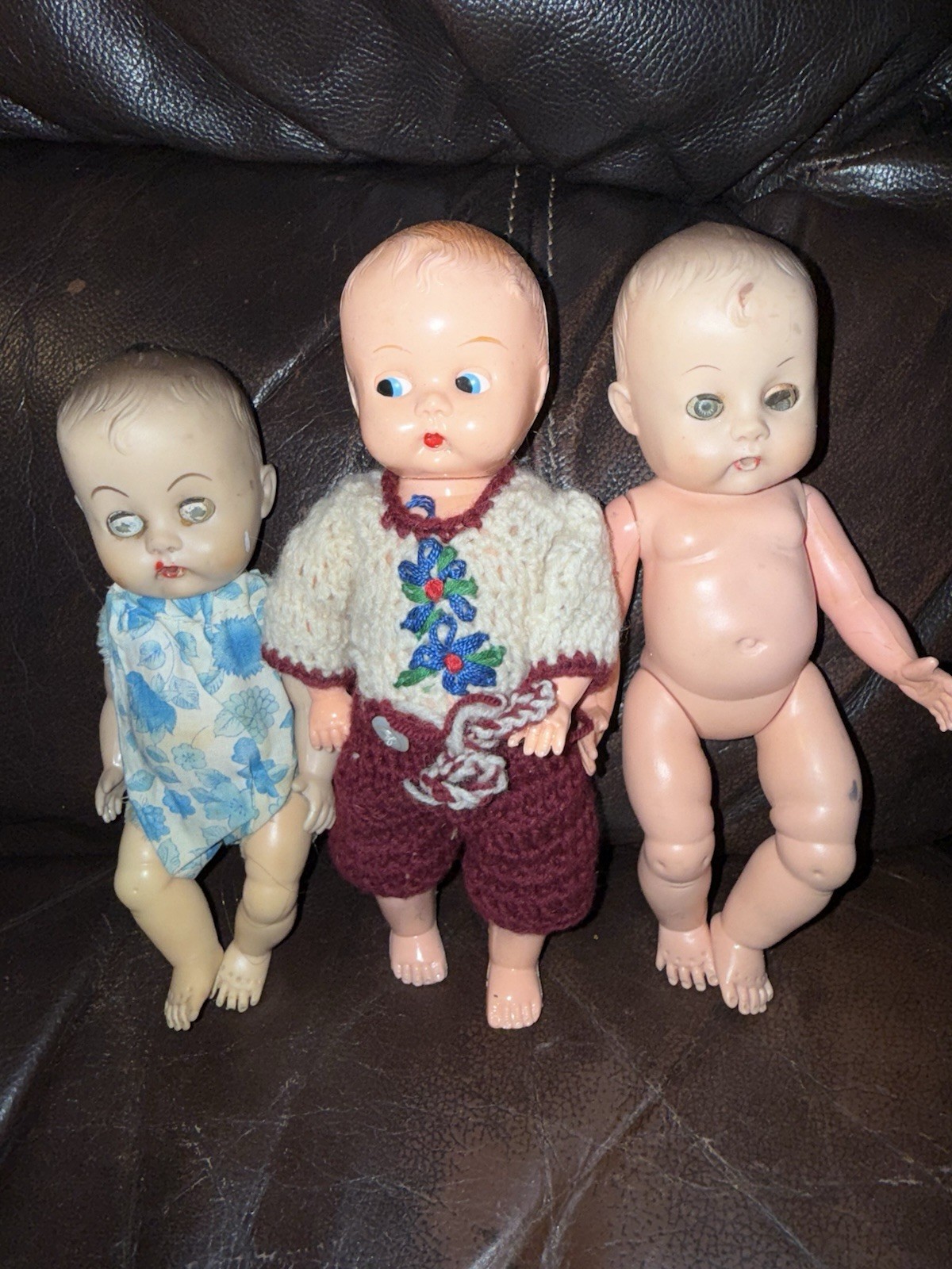 3 Vintage 8 Inch Baby Dolls - Hard Plastic Rubber