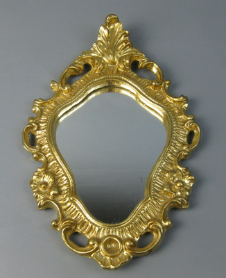kleiner ovaler Wandspiegel Barock Stil goldfarbener Rahmen Vintage Mitte 20. Jh.