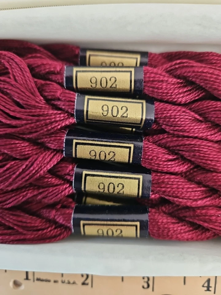 DMC Pearl Cotton (Coton Perle) Size 5 Color #902 GARNET Box of 11 Skeins - Image 4 of 4