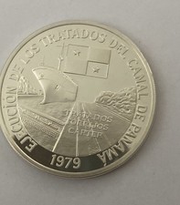 Panama 10 Balboas 1979 -  Silber 925 Canal de Panamá Torrijos Carter