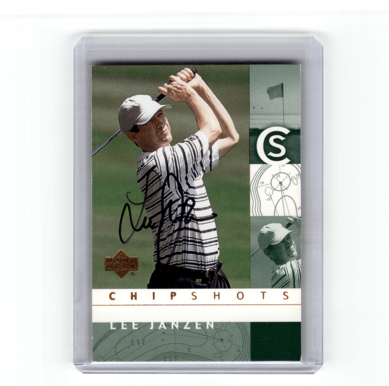 2002 Upper Deck Chip Shots Lee Janzen Signed Card #90 Golf On Card Auto