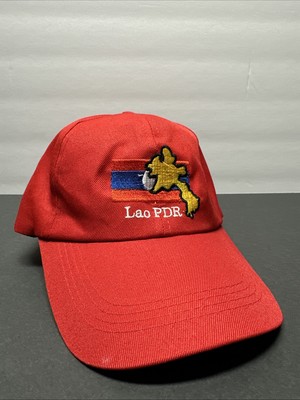 Lao PDR Logo Snapback Hat Back Red Cap Souvenir Baseball Cap New W/o Tag