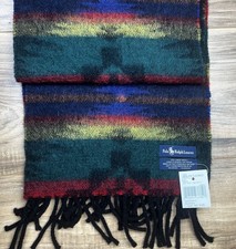NWT Polo Ralph Lauren Scarf Colorful Wool Aztec Indian Navajo Vintage Italy Pony