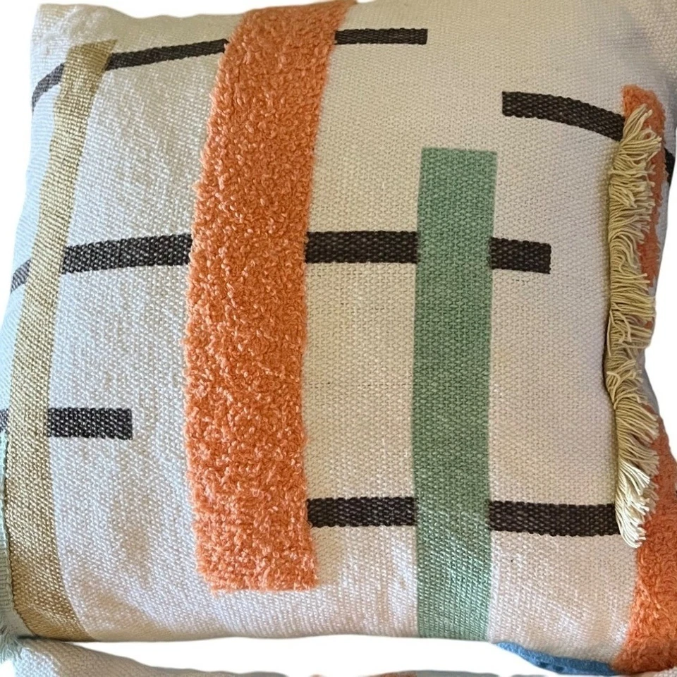 Набор из 2 абстрактных полосок текстуры MCM Pier 1 Boho кремовый оранжевый - Изображение 4 из 4