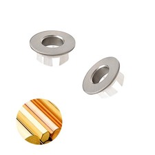 2 Pcs Sink Overflow Ring Brushed Nickel Bathroom Vanity Silvery