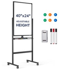 TANKEE 40x24 Mobile Dry Erase Whiteboard on Wheels Double Sided Reversible