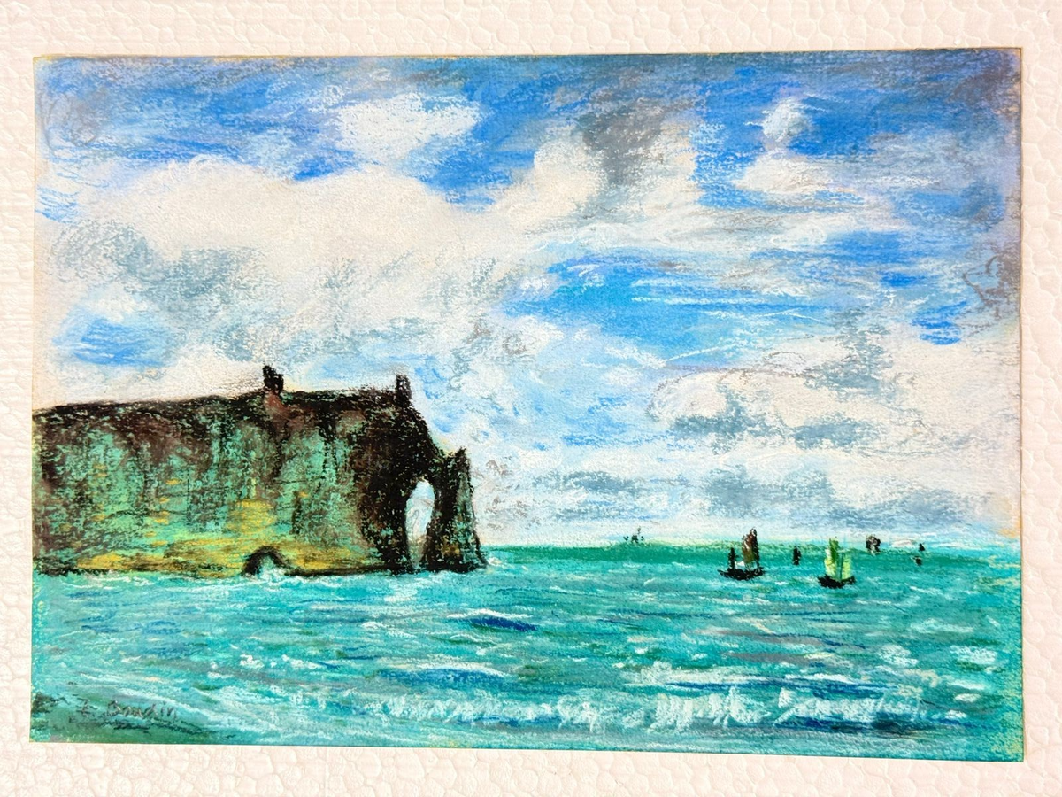 絵画 Eugene Boudin Eugene Boudin (Handmade) Drawing on antique paper Signed and