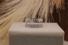 Round Moissanite Stone Engagement Wedding Enhancer Stackable Band 925 Silver