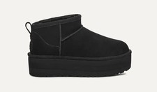 BNIB UGG Classic Ultra Mini Platform Suede Boots Black Sz: Uk 8/41 RRP: £160