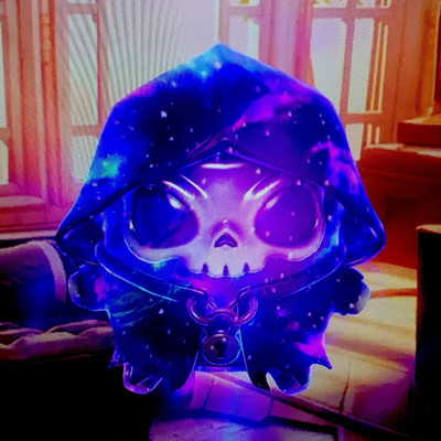 Hooded Skull Reaper Crypto-Collectible Digital Cosmetic - Galaxy Rainbow Green