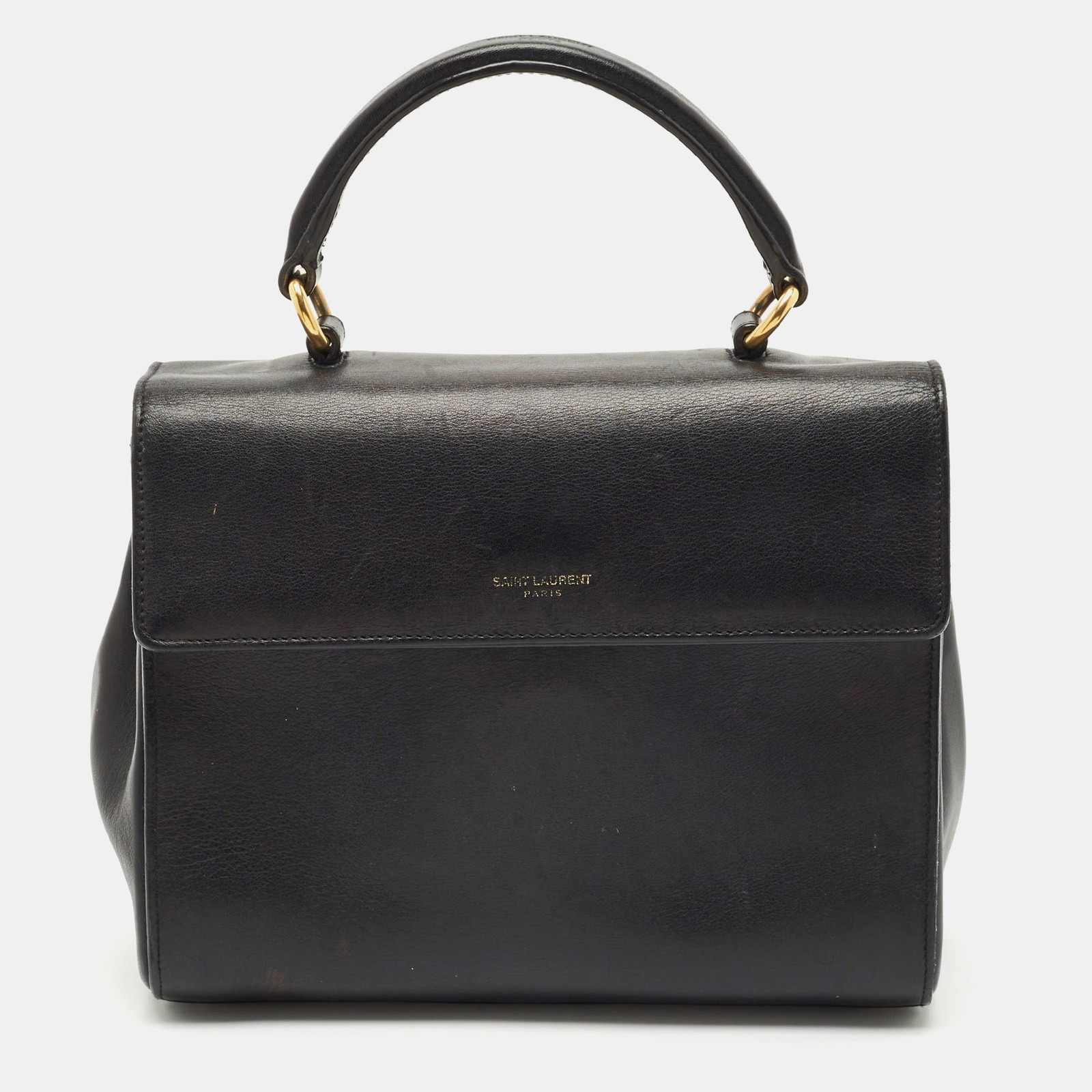 Saint Laurent Small Moujik Black Leather Top Handle Bag