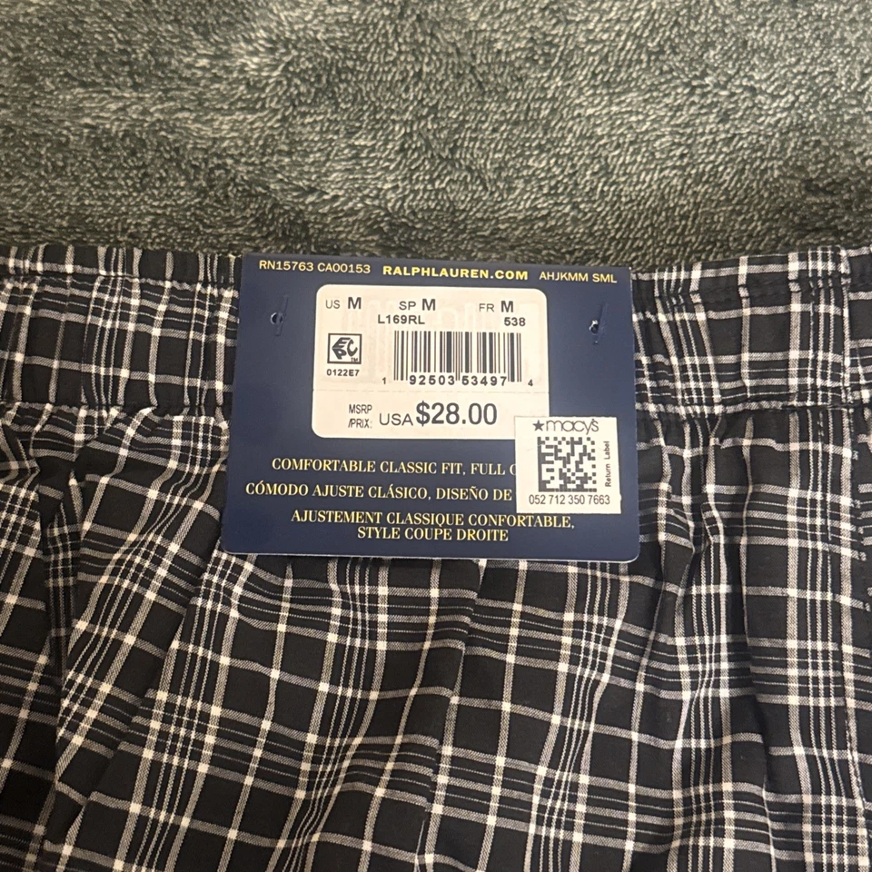 (2) Polo Ralph Lauren Para Hombre Allover Pony Tejido Boxers (Par) Azul y Cuadros Foto 3 de 4