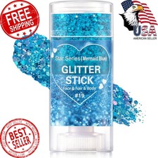 IONSGAKO Mermaid Blue Body Glitter Stick, Holographic Hair Face Glitter Gel ...