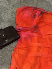Strapless ruched bodycon cocktail dress red orange asymmetrical cocktail party