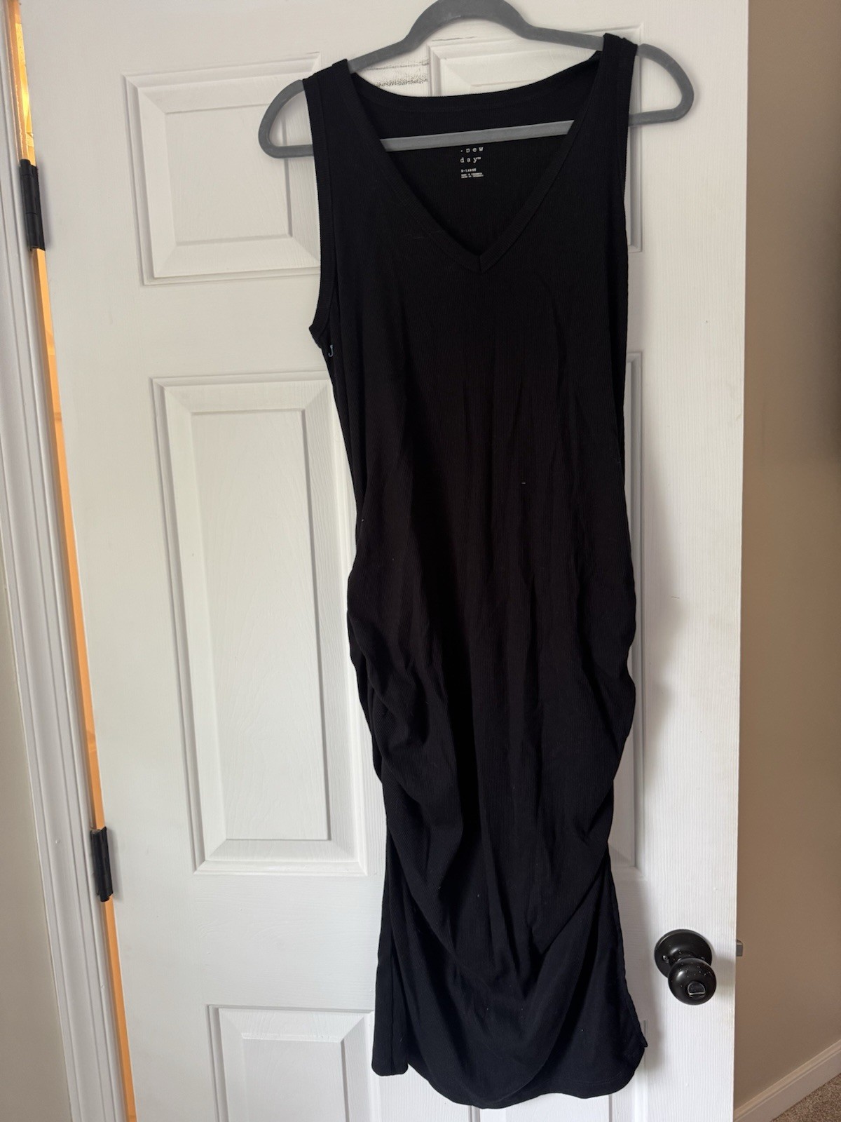 A New Day Black Knit Sleeveless Midi V-Neck Bodycon Dress XL