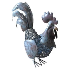 D-Art Collection Tin Metal and Iron Small Rooster Lantern in Multi-Color