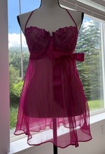 NWOT Victoria Secret Pink Mesh Lace Babydoll Lingerie Coquette Fairy Whimsi 36B