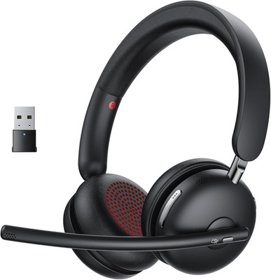 Wireless Headset with Mic for Work, One-Tap Mute & USB Dongle, Bluetooth 5.3 Hea