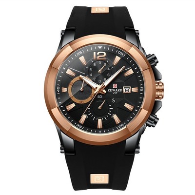 REWARD Me Sport Watch Chronograph Wristwatch Male Business Silicone Strap Watch