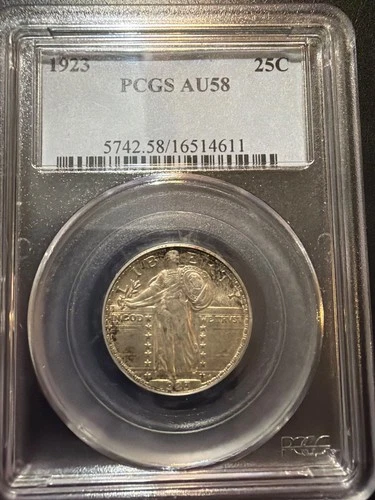 1923 Standing Liberty Quarter 25c PCGS AU58
